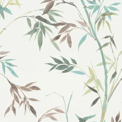 Vliestapete Floral Bambus Motiv Weiß Grün Braun 10388-18