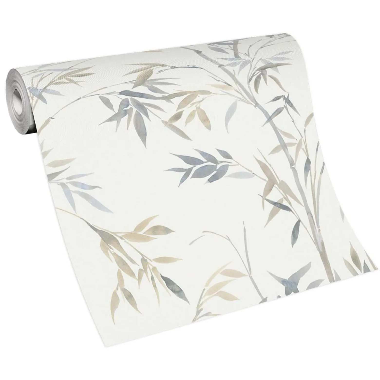 Vliestapete Floral Bambus Motiv Weiß Grau Beige 10388-38