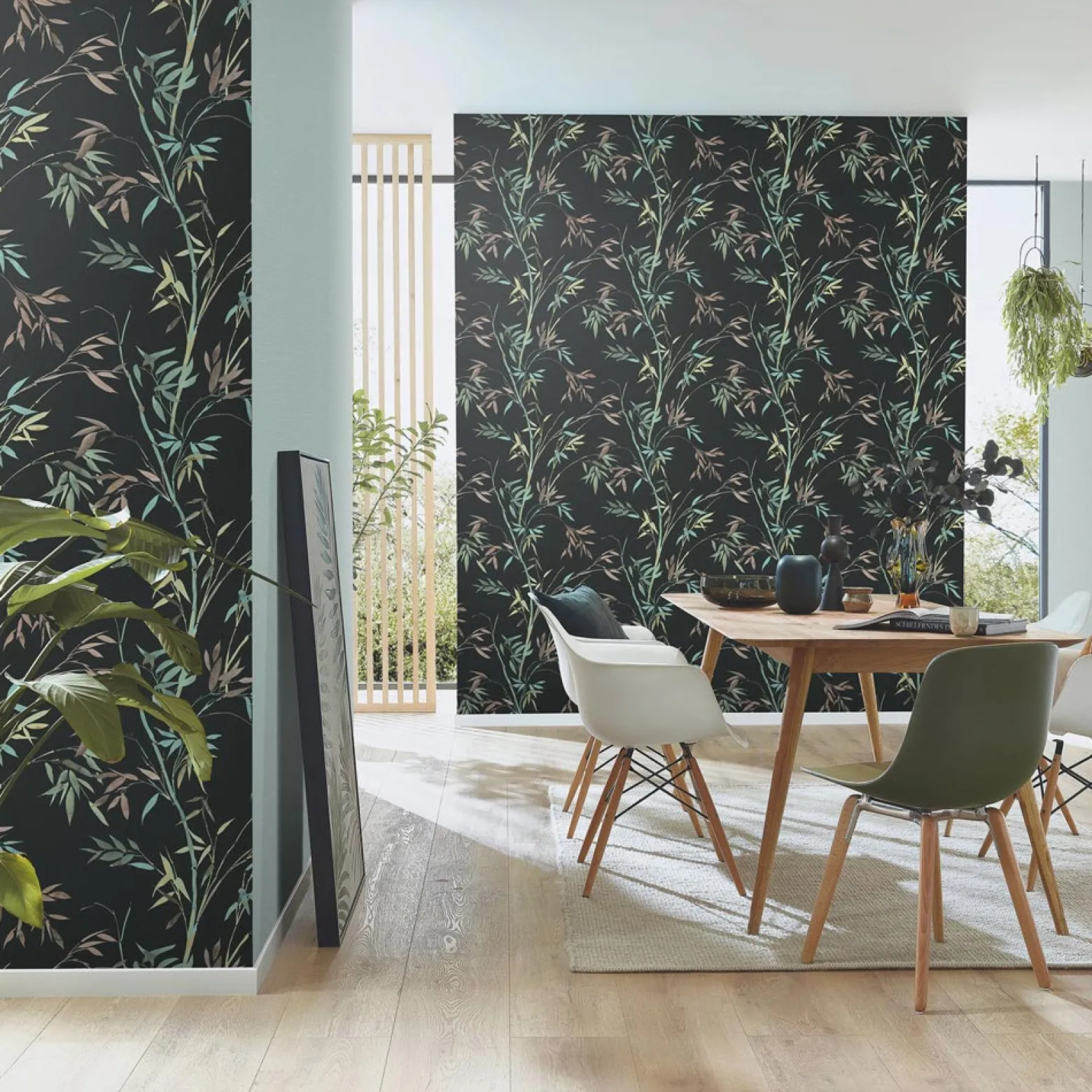 Vliestapete Floral Bambus Schwarz Grün Braun 10388-15