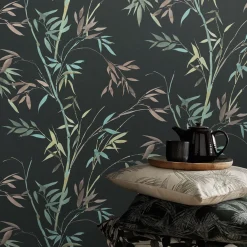 Vliestapete Floral Bambus Schwarz Grün Braun 10388-15