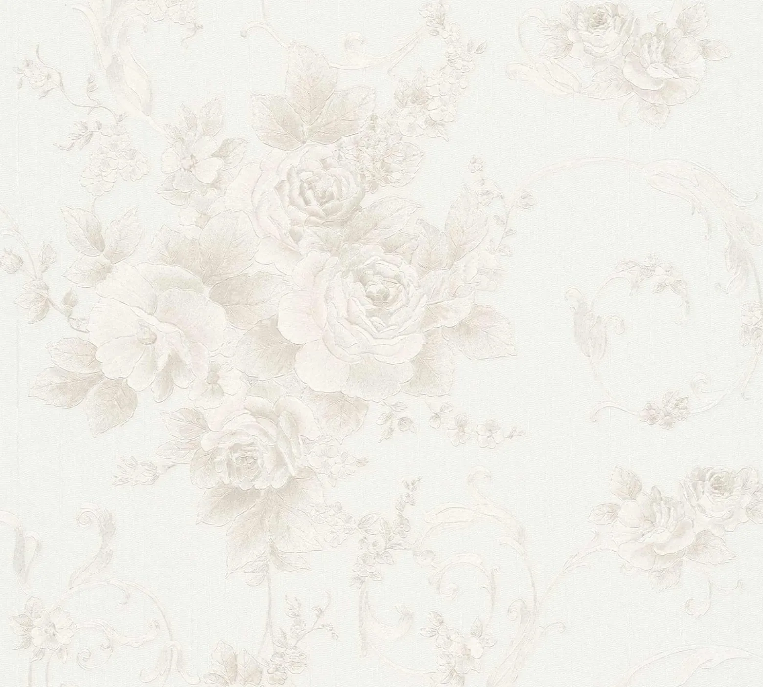Vliestapete Floral Barock creme Glitzer 30647-2