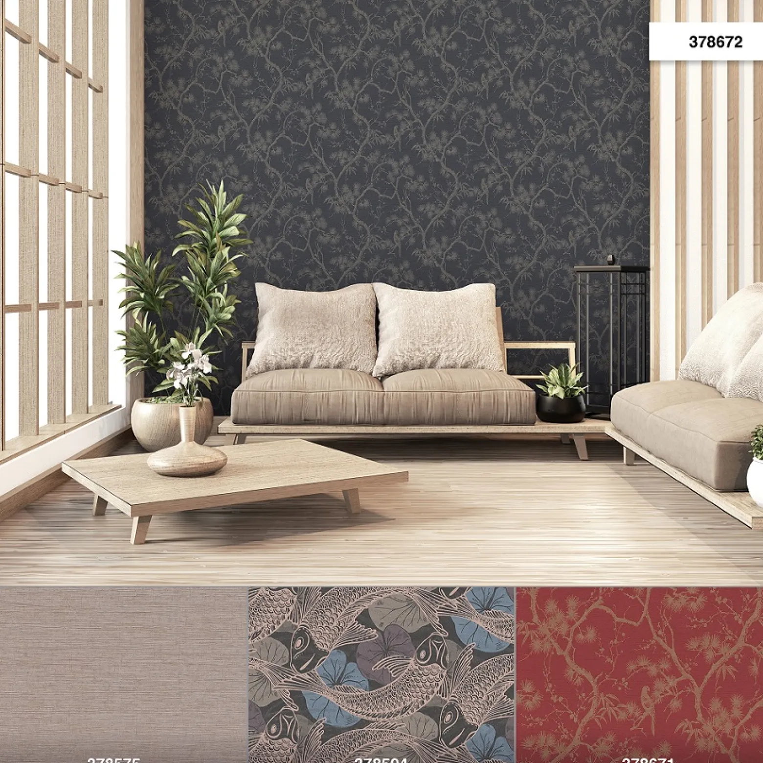 Vliestapete Floral Baum schwarz Metallic 37867-2
