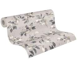 Vliestapete Floral Beige Grau Silber Metallic 39768-4