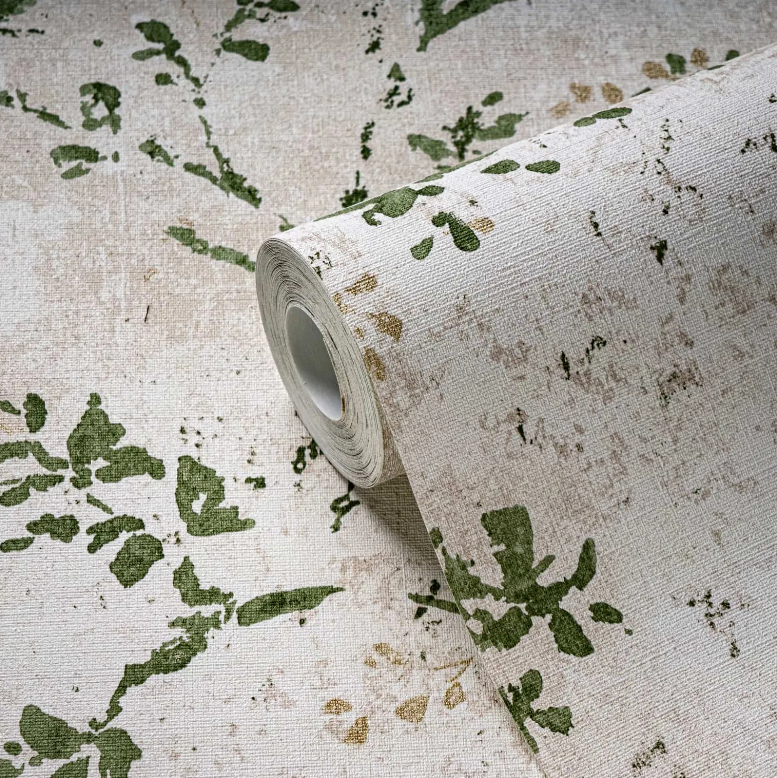 Vliestapete Floral Beige Grün Gold Metallic 39650-4