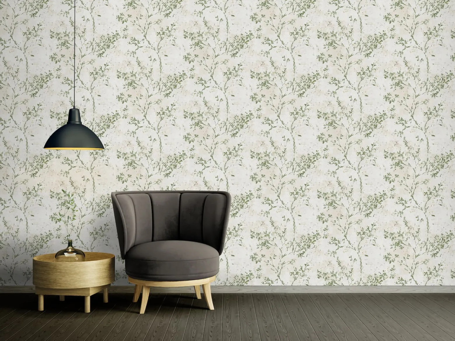 Vliestapete Floral Beige Grün Gold Metallic 39650-4