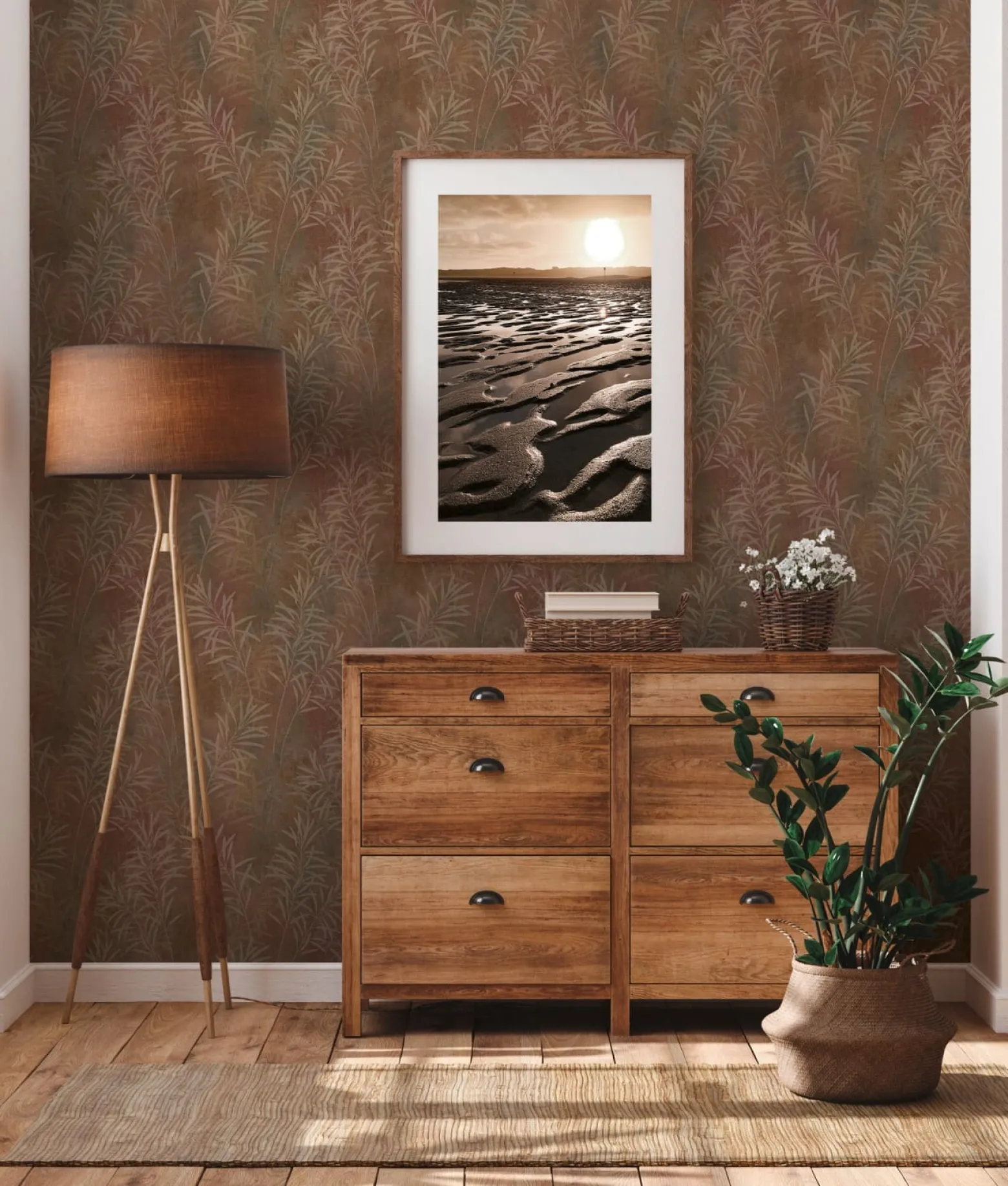 Vliestapete Floral Betonoptik Braun Kupfer 38919-2