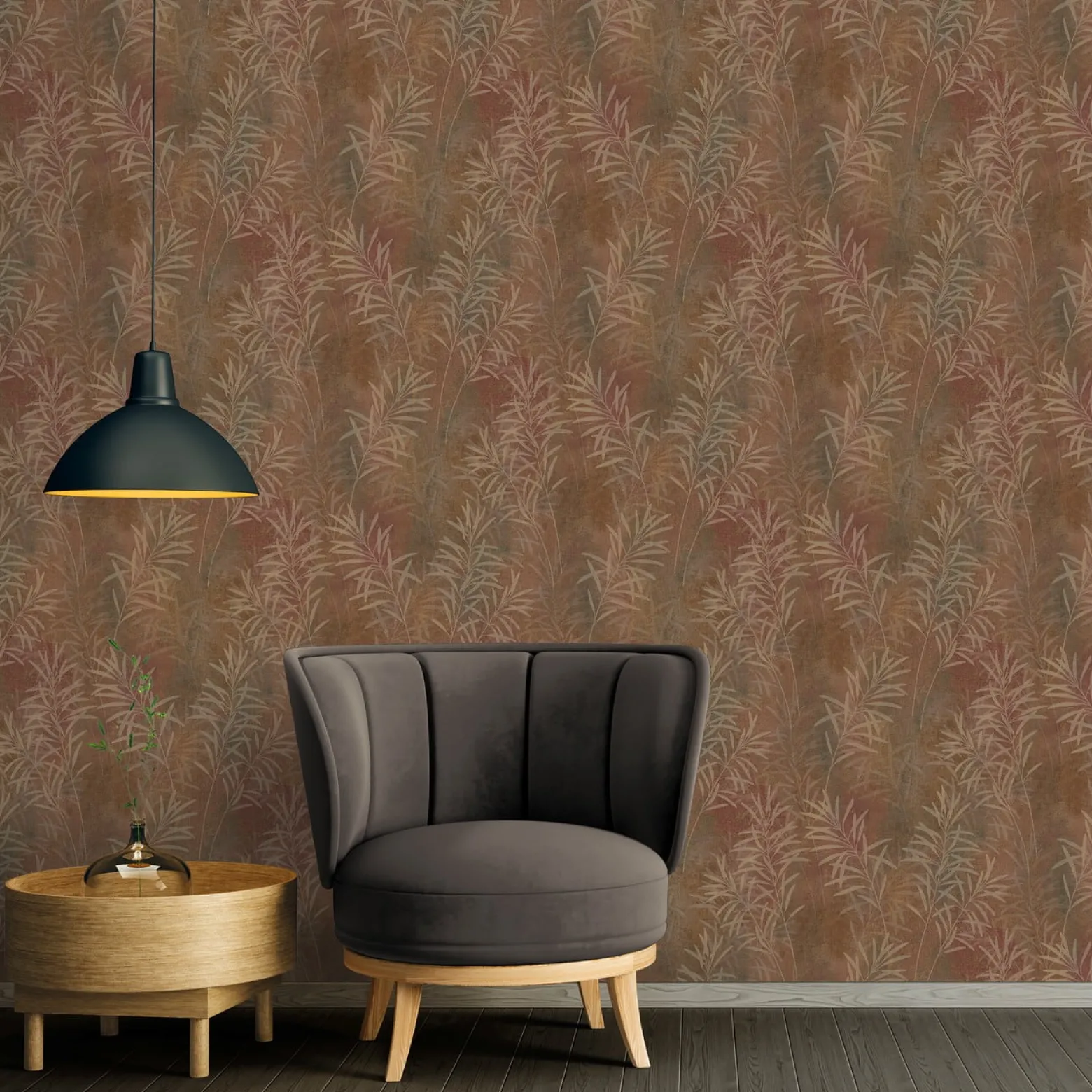 Vliestapete Floral Betonoptik Braun Kupfer 38919-2