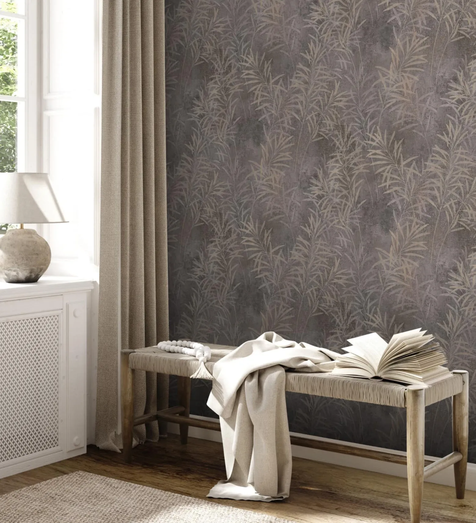 Vliestapete Floral Betonoptik Grau Gold Metallic 38919-1