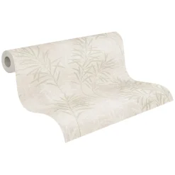 Vliestapete Floral Betonoptik Creme Grün Metallic 38919-4