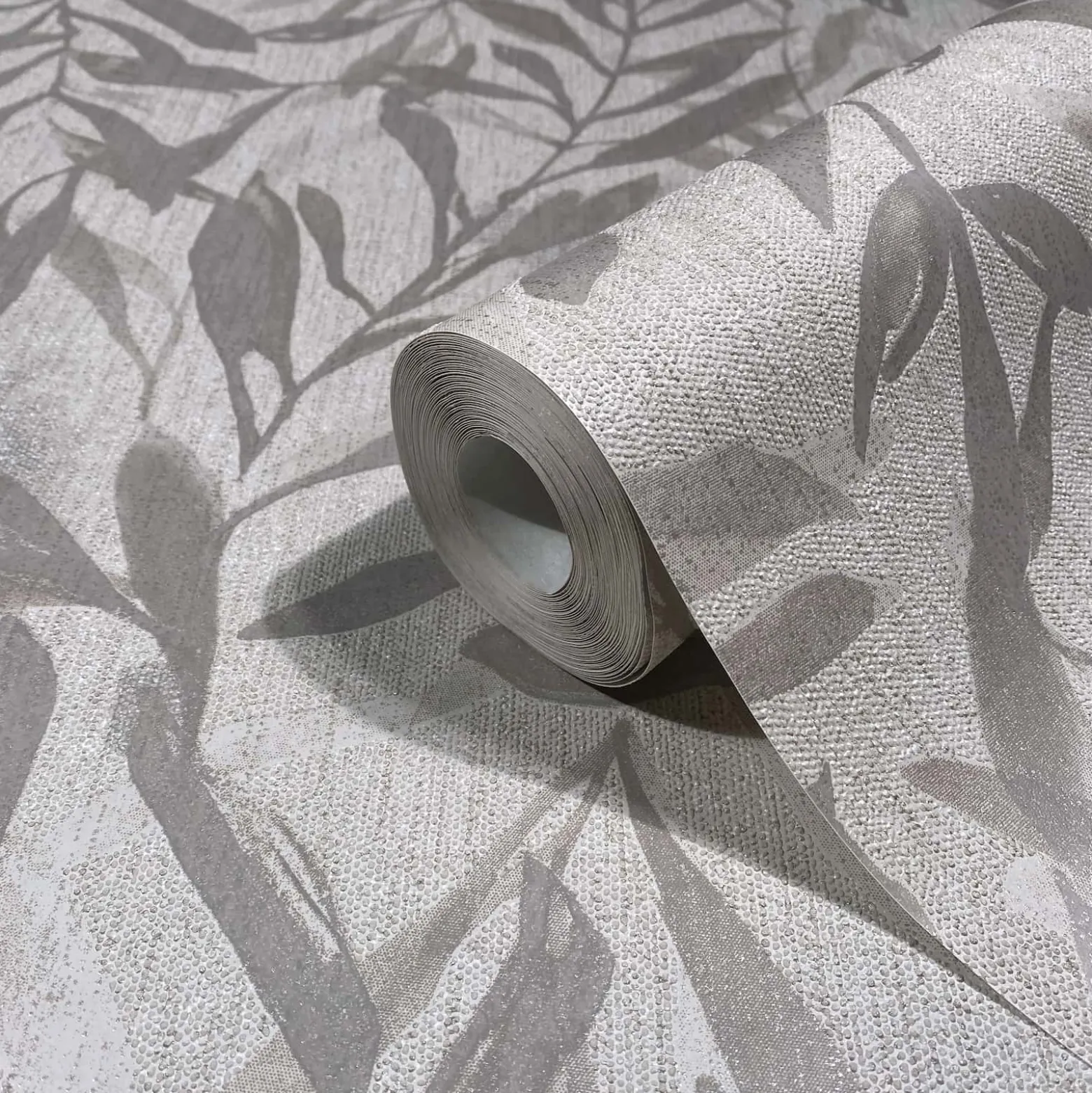 Vliestapete Floral Blattmuster Grau Beige Metallic 82440