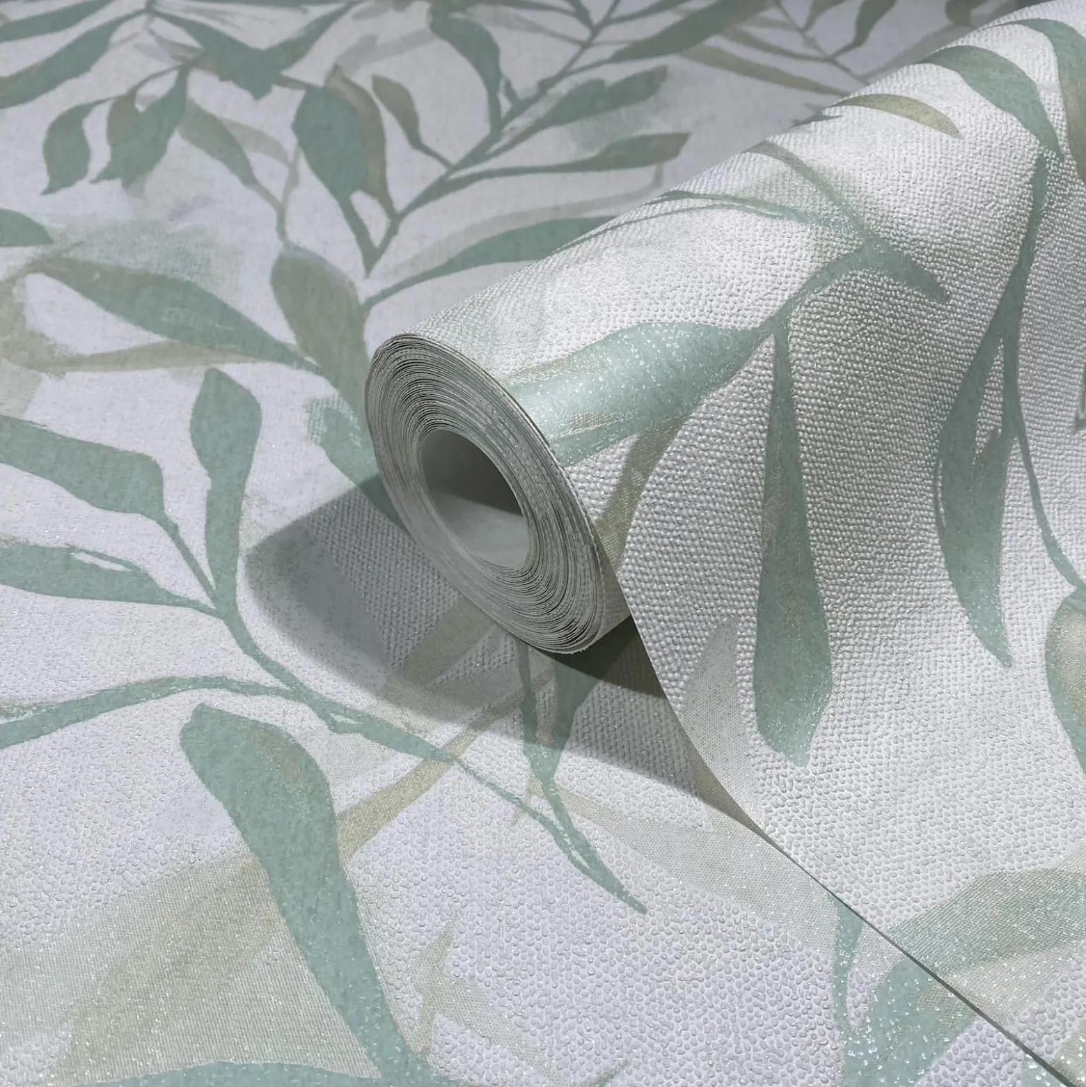 Vliestapete Floral Blattmuster Creme Grün Metallic 82442