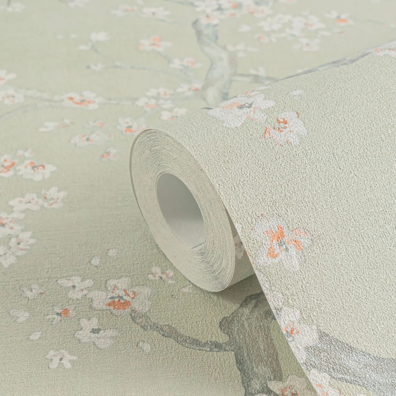Vliestapete Floral Blütenzweig Grün Grau Weiß 78199-1