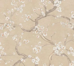 Vliestapete Floral Blütenzweig Beige Creme Metallic 78199-2