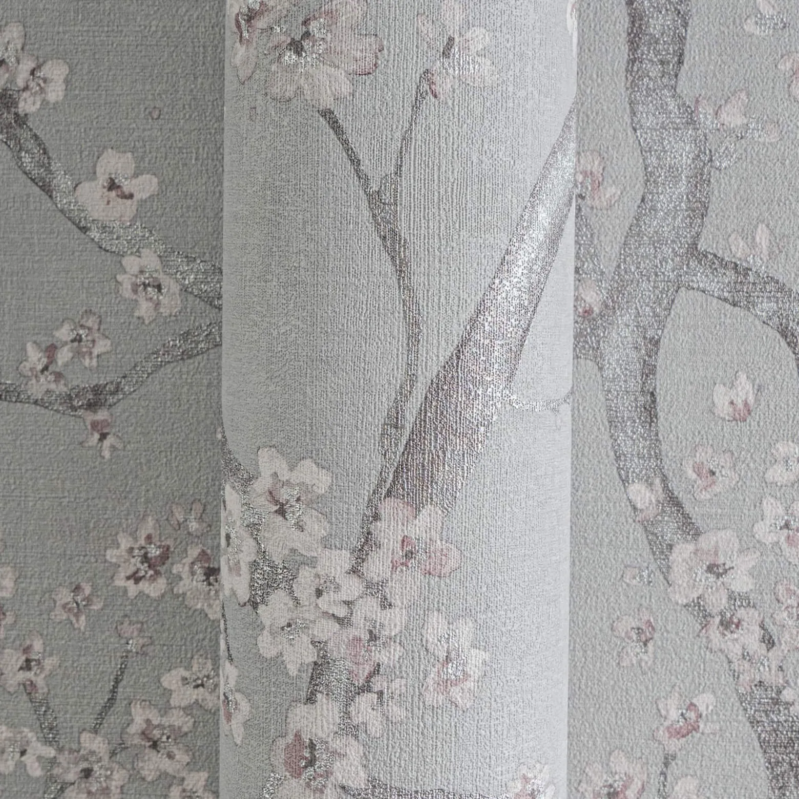 Vliestapete Floral Blütenzweig Grau Silber Metallic 78199-3