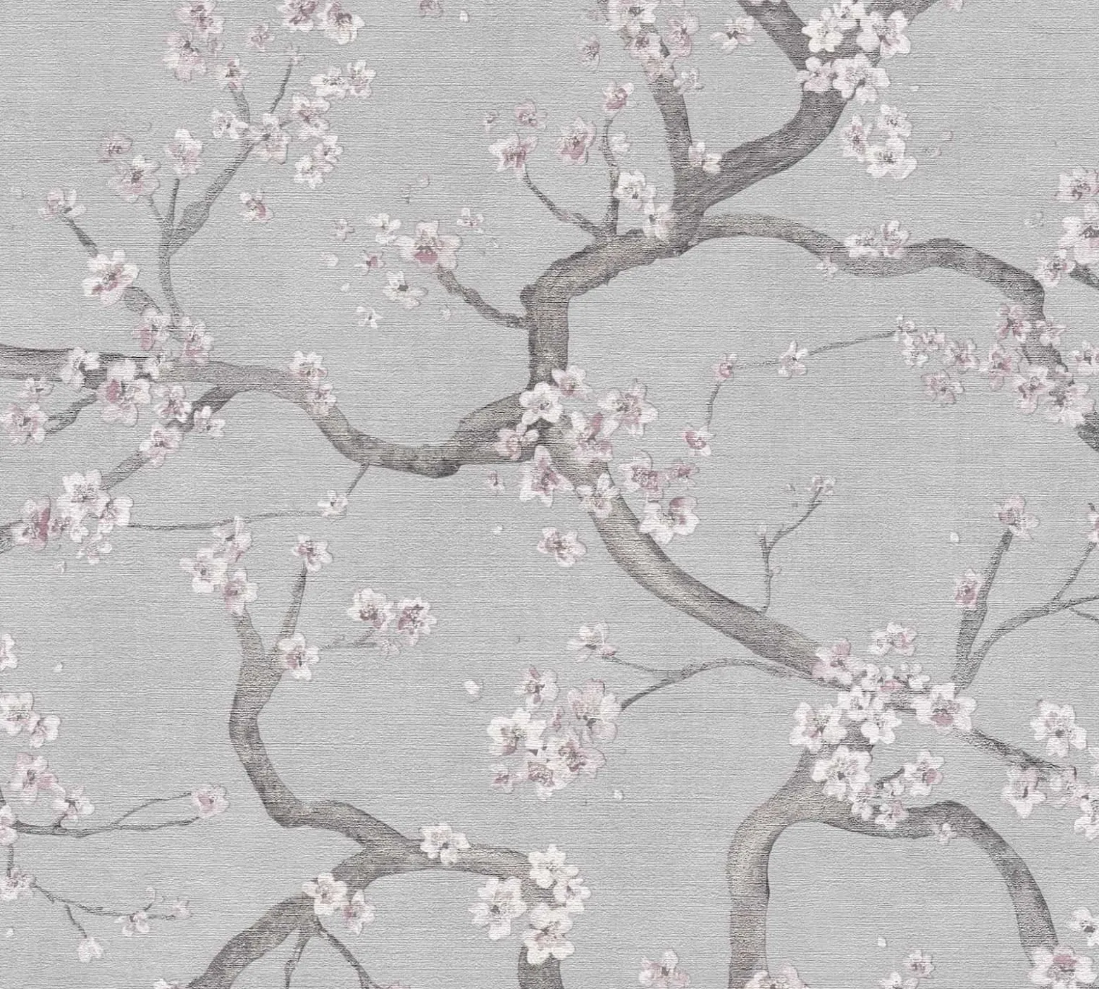 Vliestapete Floral Blütenzweig Grau Silber Metallic 78199-3
