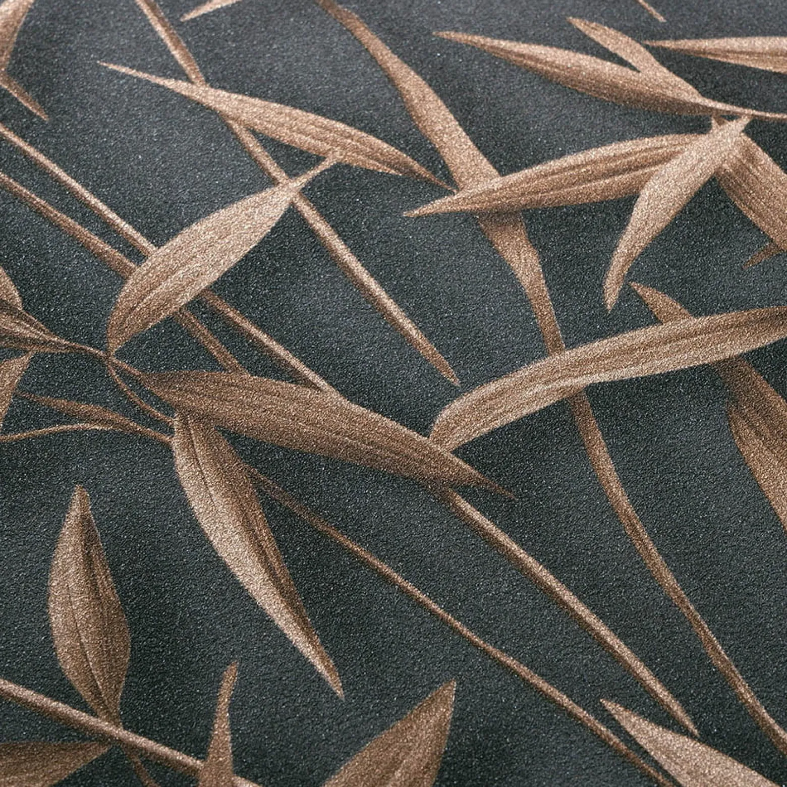 Vliestapete Floral Blätter Anthrazit Braun Glitzer 10587-47