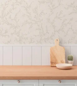 Vliestapete Floral Blätter Creme Taupe 79090-2
