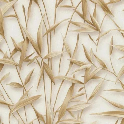 Vliestapete Floral Blätter Creme Braun Glitzer 10587-11