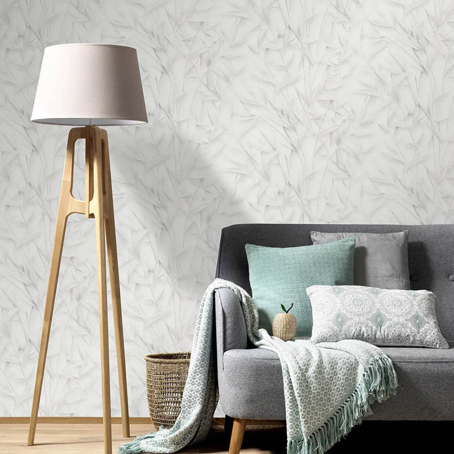 Vliestapete Floral Blätter Creme Grau Glitzer 10587-31