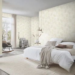 Vliestapete Floral Blätter Creme Glitzer 10470-14