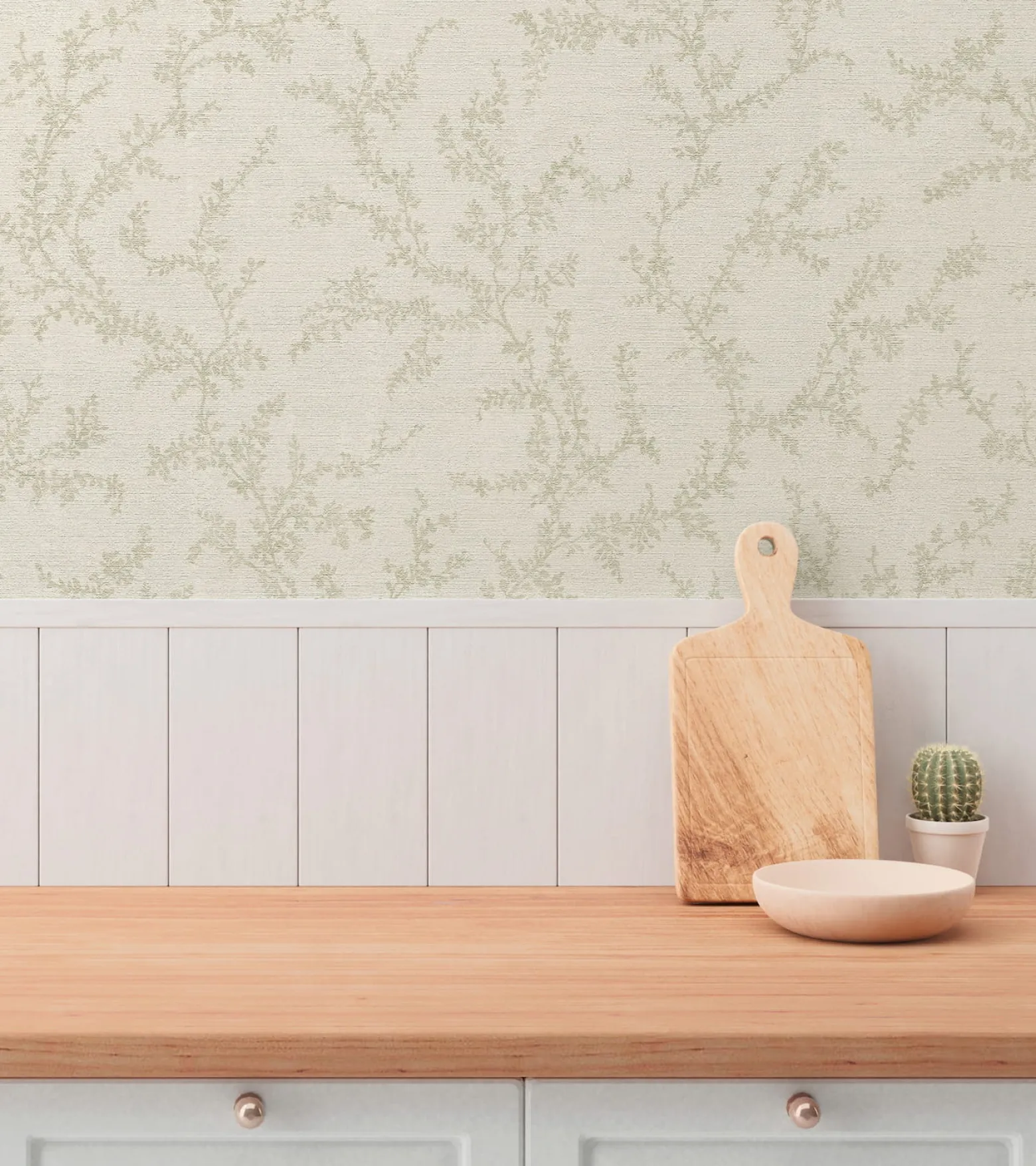 Vliestapete Floral Blätter Creme Grau 79090-3