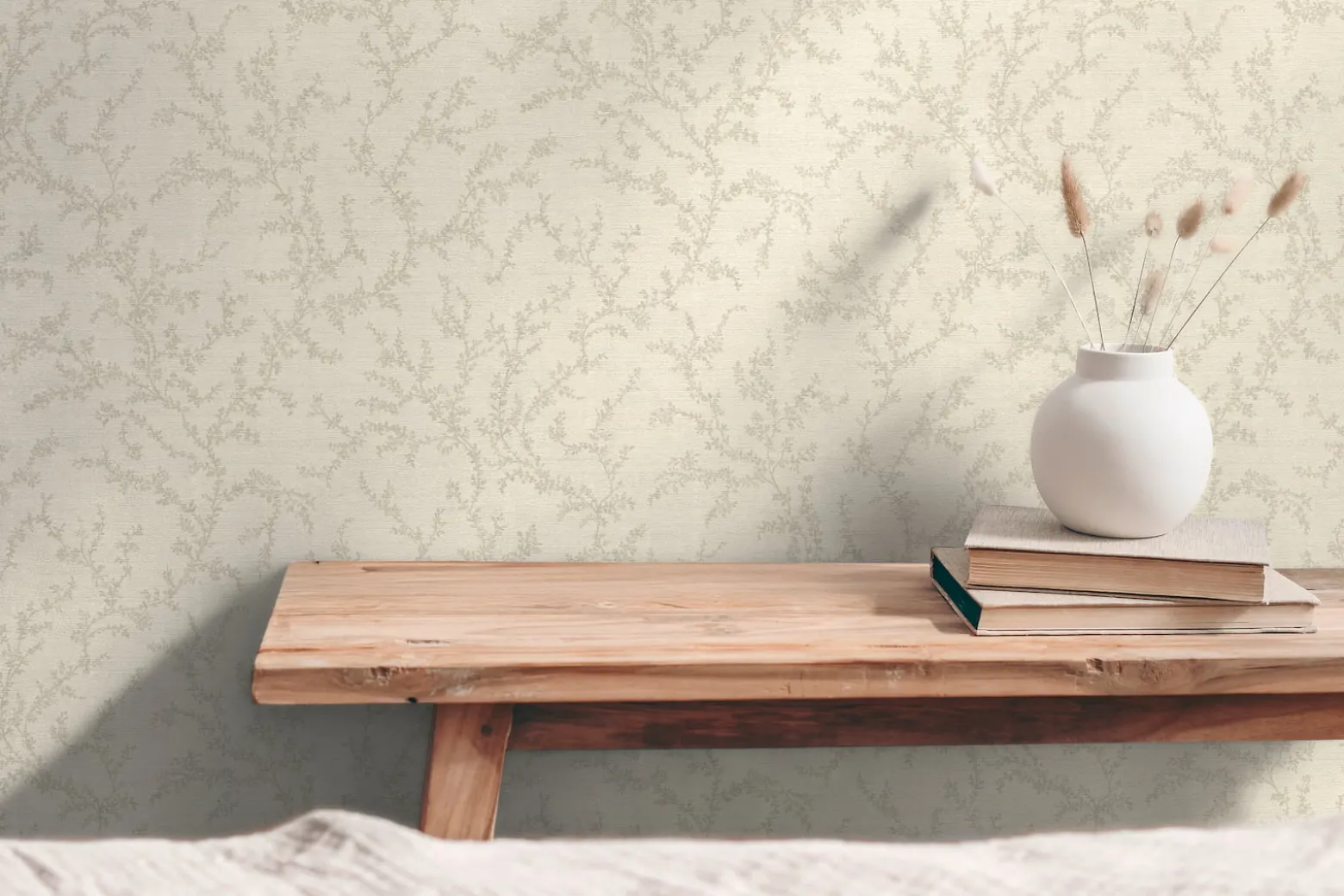Vliestapete Floral Blätter Creme Grau 79090-3