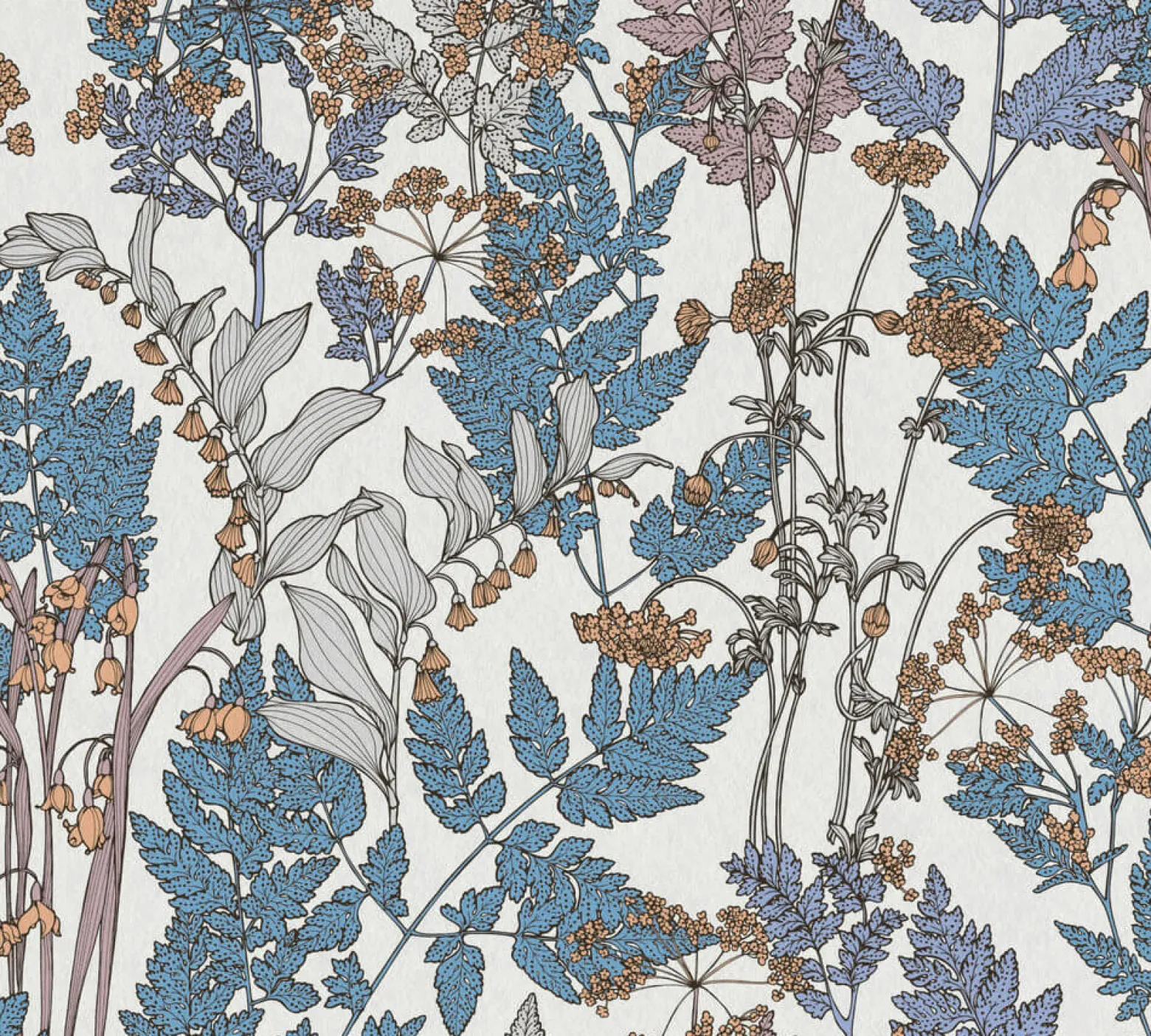 Vliestapete Floral Blätter creme blau 37751-7