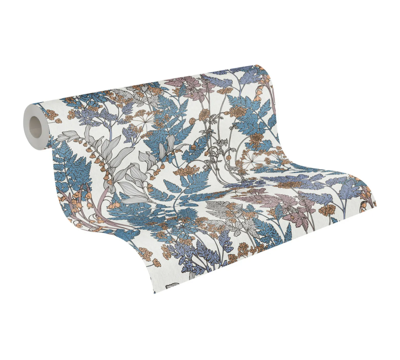 Vliestapete Floral Blätter creme blau 37751-7