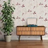 Vliestapete Floral Blätter Cremeweiß Beige Rot 2497-39