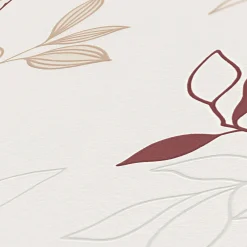 Vliestapete Floral Blätter Cremeweiß Beige Rot 2497-39