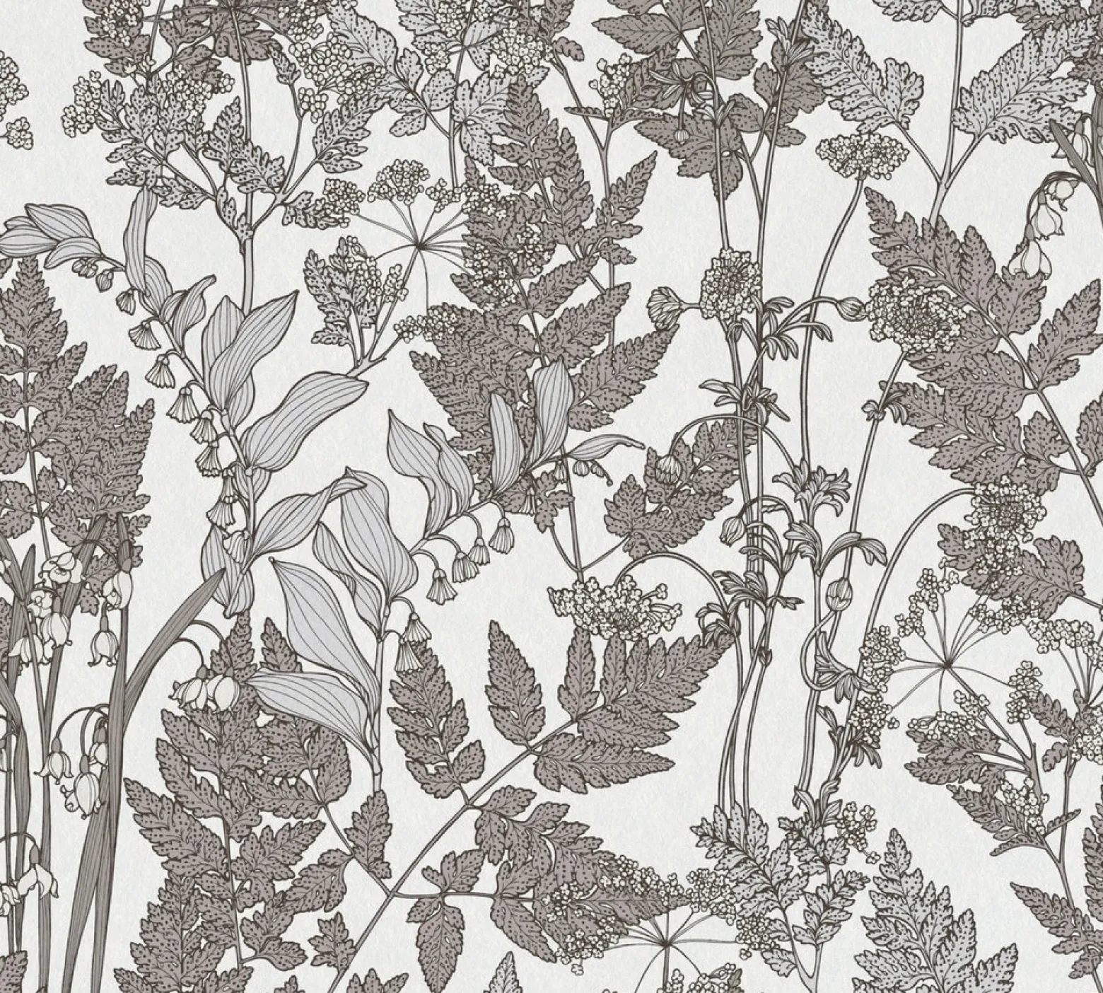 Vliestapete Floral Blätter grau weiß 37752-1