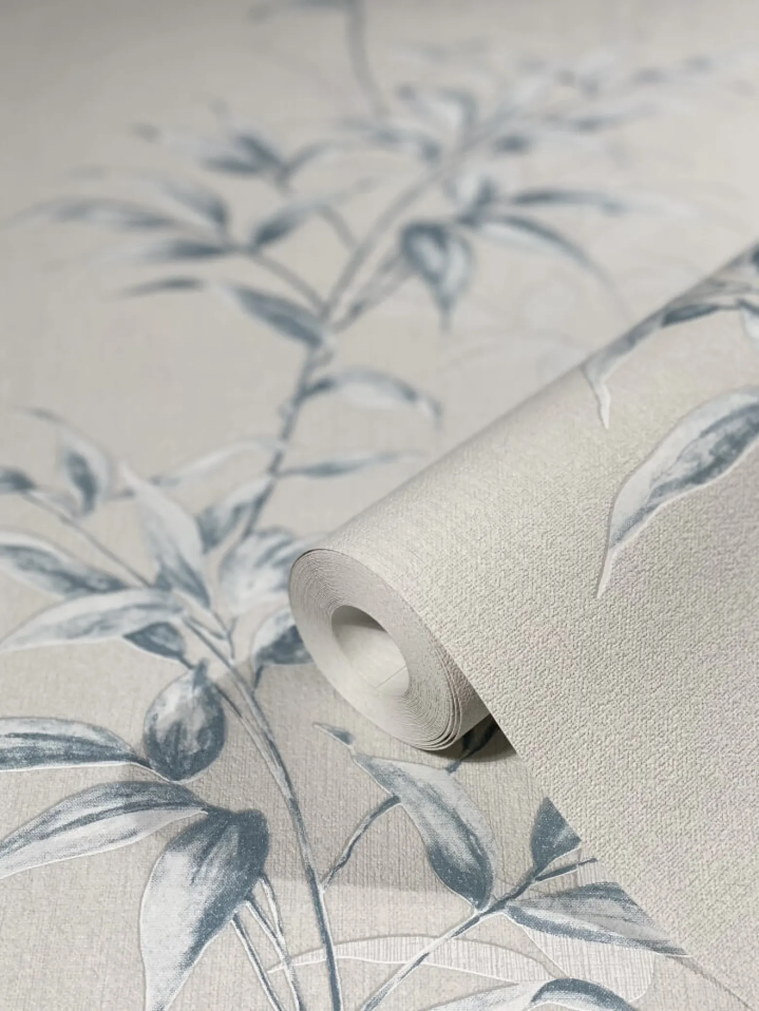 Vliestapete Floral Blätter greige blau Hailey 82220
