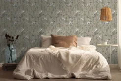 Vliestapete Floral Blätter Grün Creme Lila 39434-3
