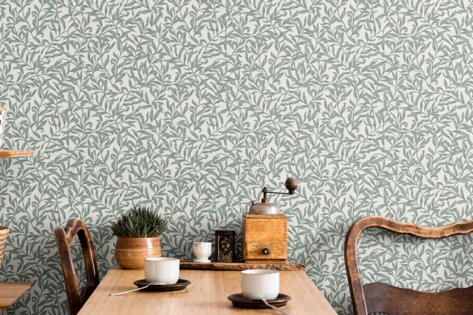 Vliestapete Floral Blätter Motiv Grau Türkis 47639