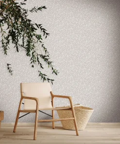 Vliestapete Floral Blätter Motiv Grau Beige 47641