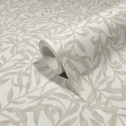 Vliestapete Floral Blätter Motiv Grau Beige 47641