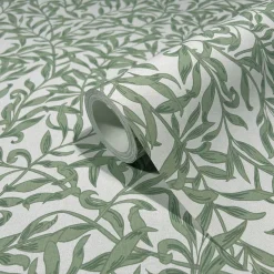 Vliestapete Floral Blätter Motiv Grau Grün 47640