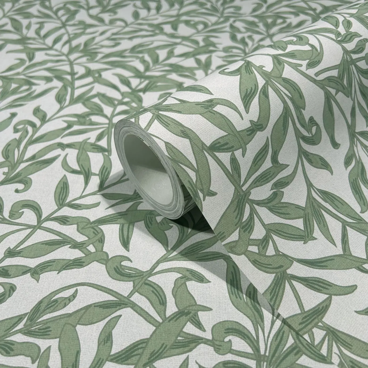 Vliestapete Floral Blätter Motiv Grau Grün 47640