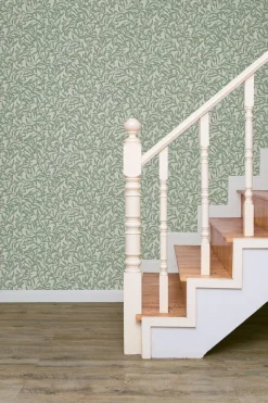 Vliestapete Floral Blätter Motiv Grau Grün 47640