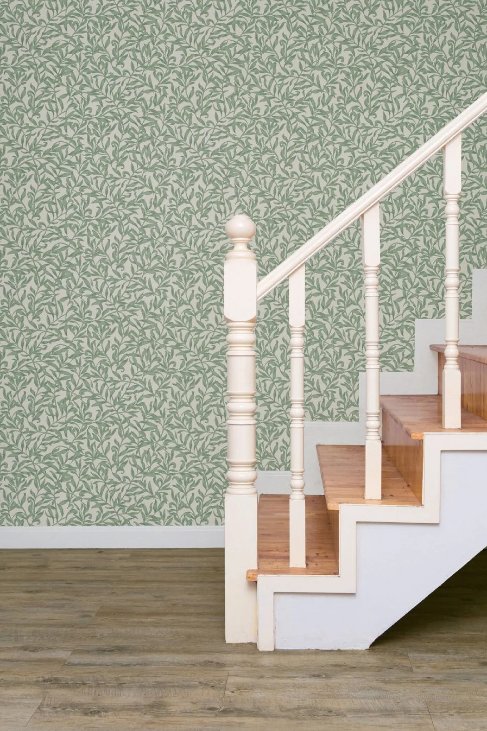 Vliestapete Floral Blätter Motiv Grau Grün 47640