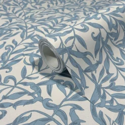 Vliestapete Floral Blätter Motiv Weiß Blau 47642