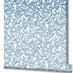 Vliestapete Floral Blätter Motiv Weiß Blau 47642