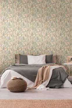 Vliestapete Floral Blätter Orange Creme 39434-2
