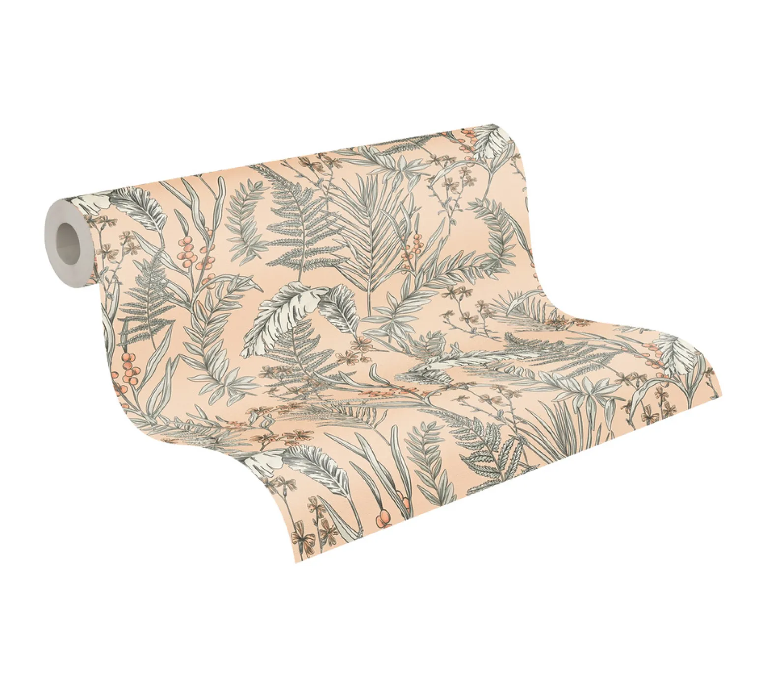 Vliestapete Floral Blätter Orange Creme 39434-2