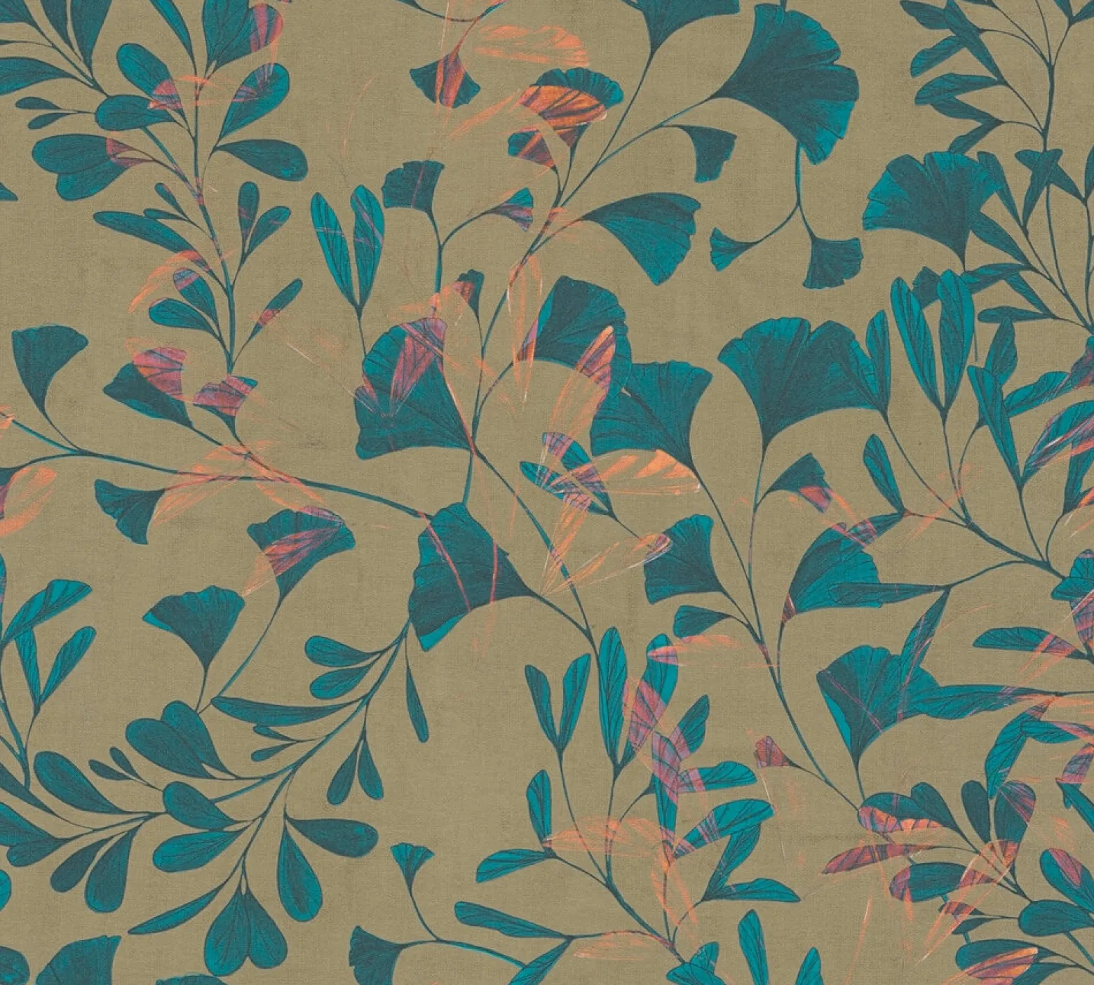 Vliestapete Floral Blätter Ranken Braun Blau 78223-2