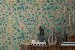 Vliestapete Floral Blätter Ranken Braun Blau 78223-2