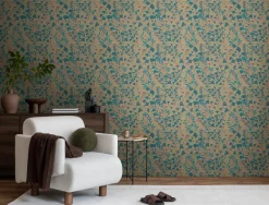 Vliestapete Floral Blätter Ranken Braun Blau 78223-2