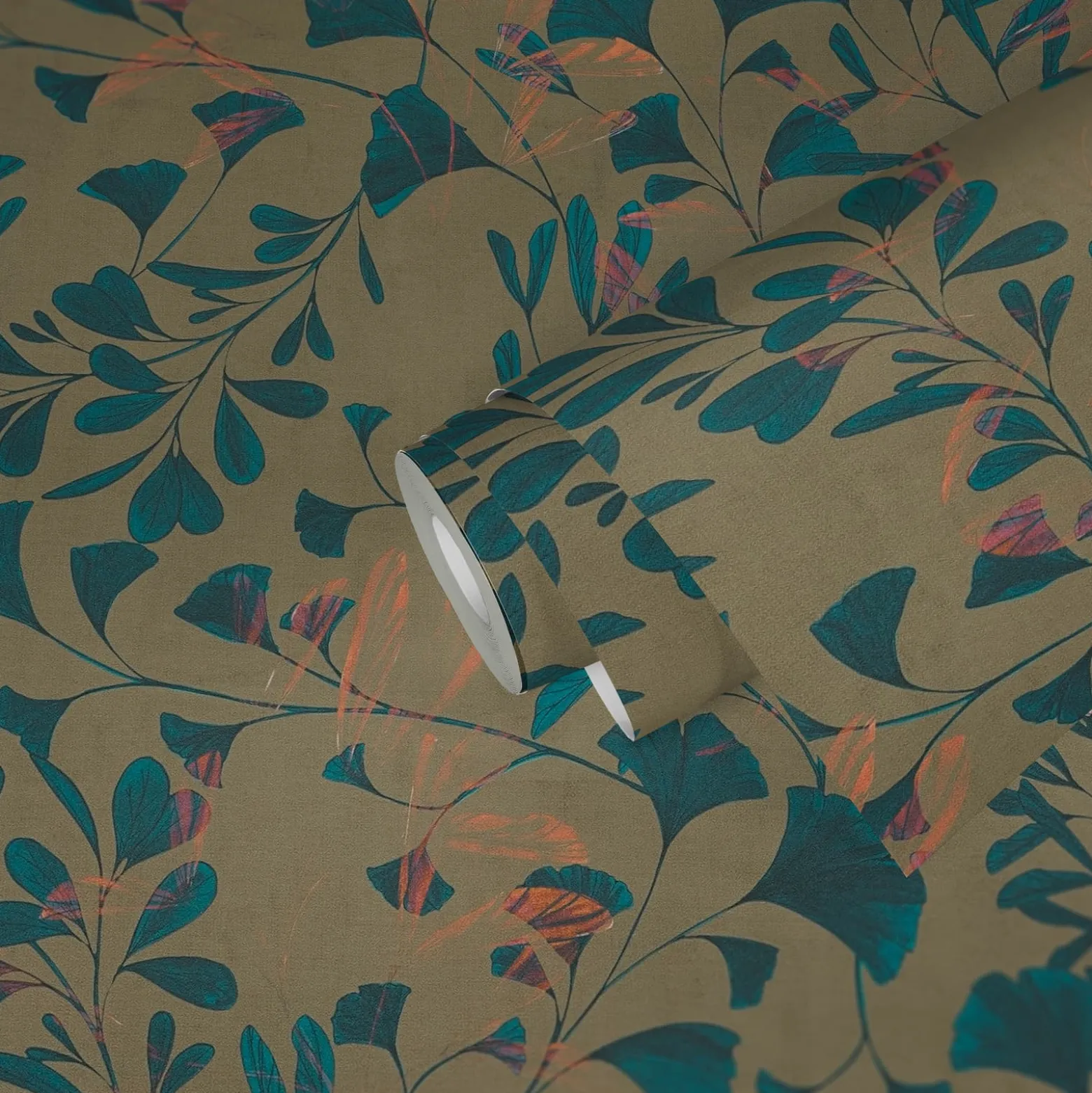 Vliestapete Floral Blätter Ranken Braun Blau 78223-2