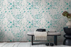 Vliestapete Floral Blätter Ranken Grau Blau 78223-4