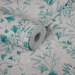 Vliestapete Floral Blätter Ranken Grau Blau 78223-4